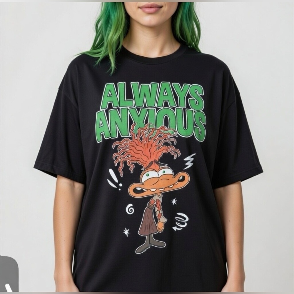 Inside out sz L Black Shirt with Cartoon Print